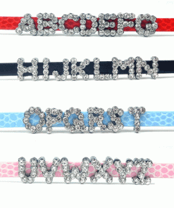 6 mm white rhinestone sliding alloy letters A to Z 10×26