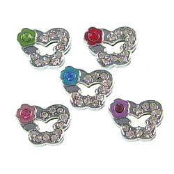 8mm slide charms set with rhinestone,fits 8 mm width leather band