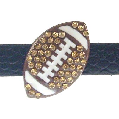 Rugby /American Football slide charms 8 mm,dark brown color rhine
