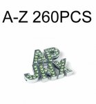 8mm olive green rhinestone sliding alloy letters A to Z 10×26