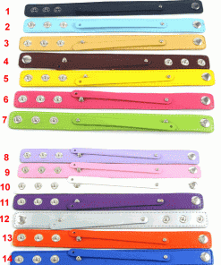 3 button multi color simulation leather wristband for 8 mm slides 9 inches