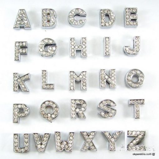 DIY Rhinestone Alphabet Initial letters slide charms 8mm A-Z 10*26  260 pcs