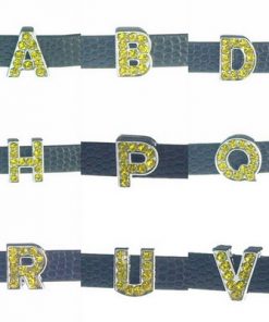 A to Z 260 sliding letters yellow, suitable for 8 mm wide leather, steel belt…