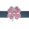 8mm pink four-leaf clover rhinestone sliding alloy fittings 10 pcs