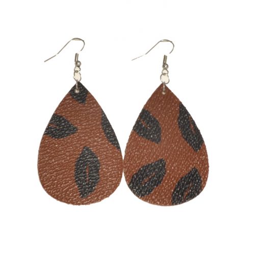 Fashion drop-shaped leather earrings for all types of people, lightweight and comfortable Stainless steel earrings hook 5 * 3.5 cm