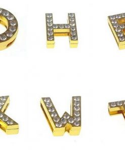 18 mm wear with alloy gold rhinestone letter accessories for 18 mm leather belts and steel belts