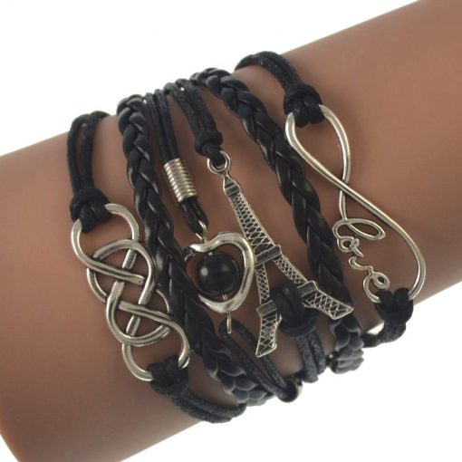 Popular braided rope bracelet Alloy accessories Multi-color optional 7+2 inch