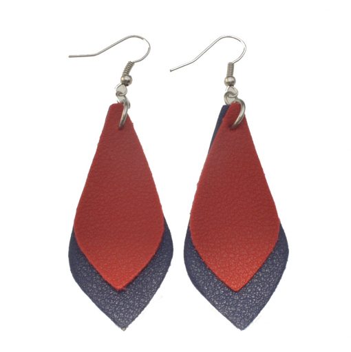 Fashion hit color leather earrings Lightweight and comfortable Stainless steel earrings hook 7*3.2