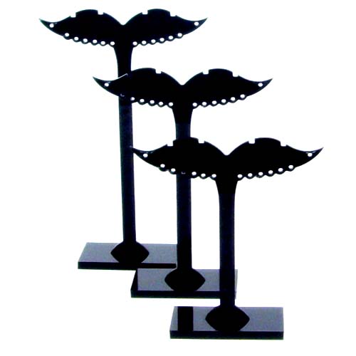 Black acrylic earrings display stand large, medium and small 3 sets / bag