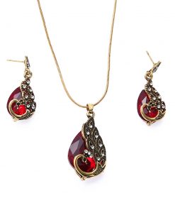 Hot Swan Necklace Earrings Jewelry Set Alloy Diamond Gemstone Animal Necklace Set YHY-034