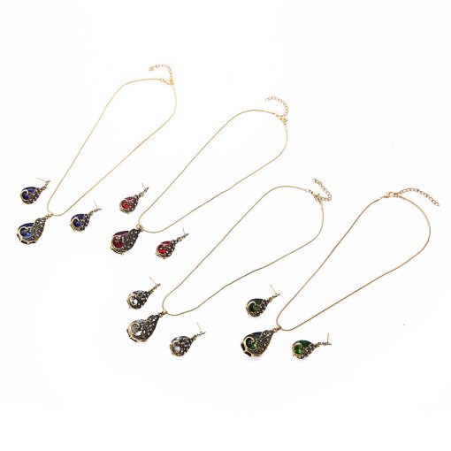 Hot Swan Necklace Earrings Jewelry Set Alloy Diamond Gemstone Animal Necklace Set YHY-034