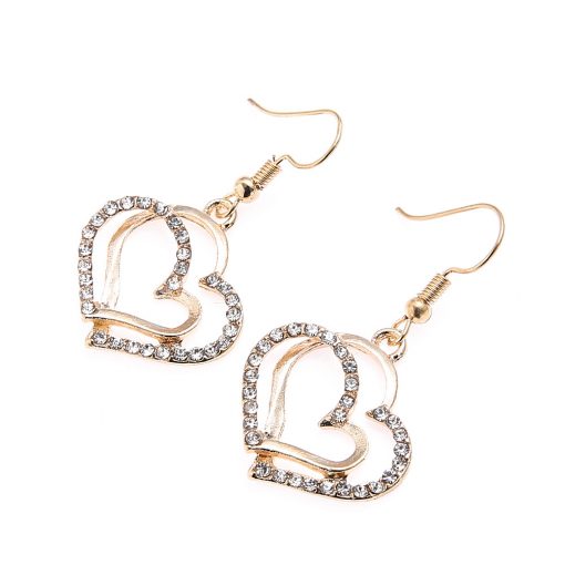 Fashion Jewelry Set Wedding Dinner Wedding Accessories Double Love Peach Heart Earrings Necklace Set YWHY-022