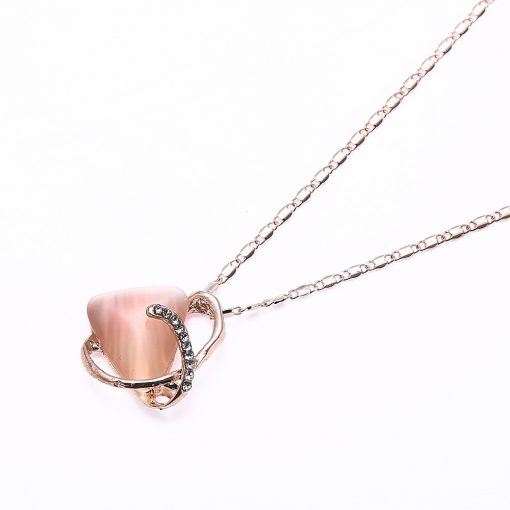 Fashion love cat’s eye necklace earrings two-piece Korean version of the bride’s set of jewelry wholesale yhy-031