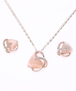Fashion love cat’s eye necklace earrings two-piece Korean version of the bride’s set of jewelry wholesale yhy-031