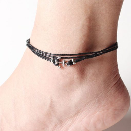 Hand-knitted jewelry anklet Vintage minimalist anchor adjustable bracelet anklet YHY-088