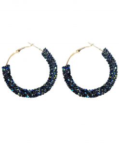 Fashion simple personality retro exaggerated earrings circle handmade beaded crystal earrings  YHY-052