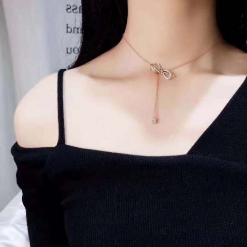 Hot bow necklace necklace high version sweater chain tassel drop necklace jewelry accessories wholesale YWHY-013