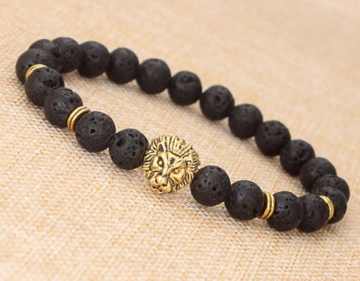 New hot fashion jewelry lava volcanic stone lion head bracelet YHY-099