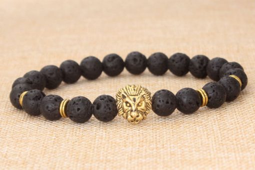 New hot fashion jewelry lava volcanic stone lion head bracelet YHY-099