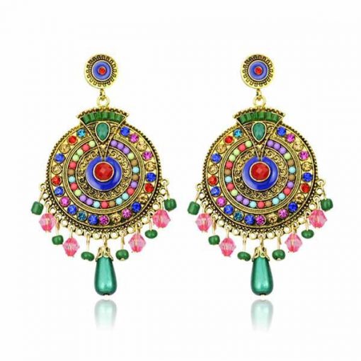 Bohemian style earrings long pendant earrings retro colorful style earrings YHY-036