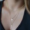 Hot new copper bead chain sequins metal strip multi-layer short necklace YWHY-010