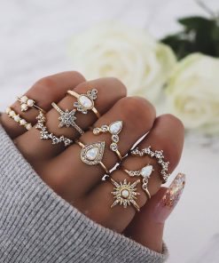 New imitation opal style ring diamond crown combination joint ring 10 piece set ring ring YWHY-014