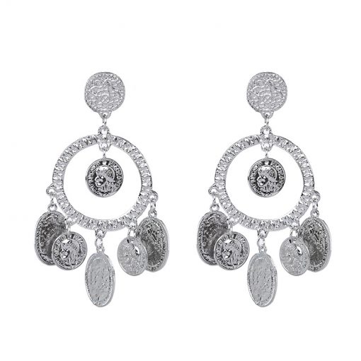 European and American style new alloy earrings show catwalk Baroque Mississippi style head coin circle ring earrings YHY-068