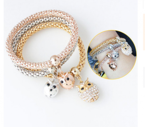 Alloy set elastic popcorn corn chain Diamond butterfly pendant bracelet female jewelry yhy-072