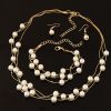 Fashion Jewelry Set Pearl Multi layer Temperament Necklace Earrings Bracelet Set Three-Piece Set YWHY-021