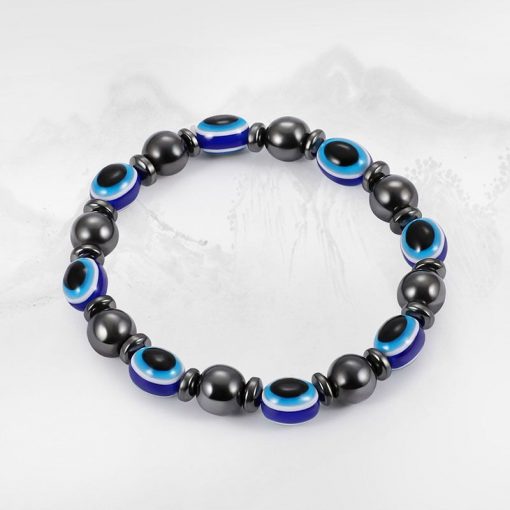 Magnetic black bile magnet elastic bracelet resin eye flat beads hand jewelry wholesale YHY-086