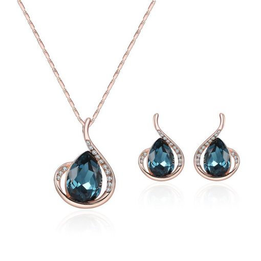 Hot sale gourd necklace earrings set Europe and foreign trade full diamond crystal necklace earrings YHY-027