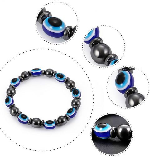 Magnetic black bile magnet elastic bracelet resin eye flat beads hand jewelry wholesale YHY-086