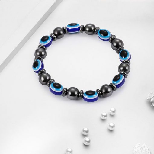 Magnetic black bile magnet elastic bracelet resin eye flat beads hand jewelry wholesale YHY-086