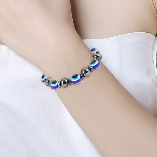 Magnetic black bile magnet elastic bracelet resin eye flat beads hand jewelry wholesale YHY-086