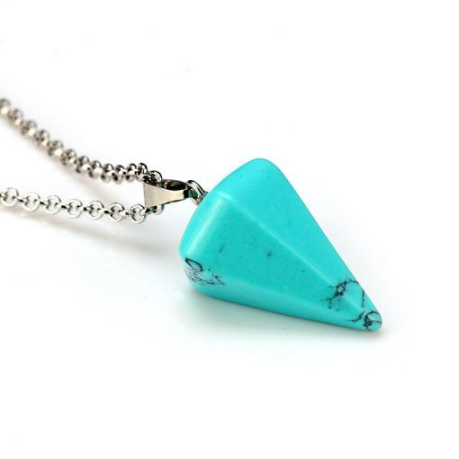 Natural crystal stone pendant necklace hexagonal cone tapered crystal ornaments. Mixed color YHY-102