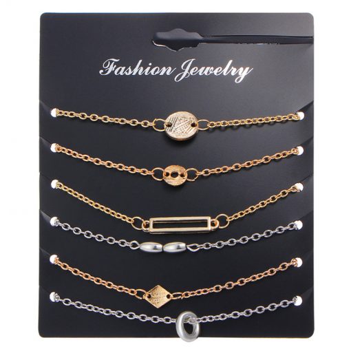 Hot anklet bracelet set simple fashion geometric alloy set jewelry wholesale YHY-096