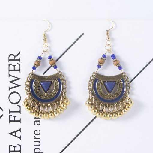 Vintage earrings Europe and America exaggerated Indian style drop oil metal ball earrings female dripping tassel earrings YHY-035