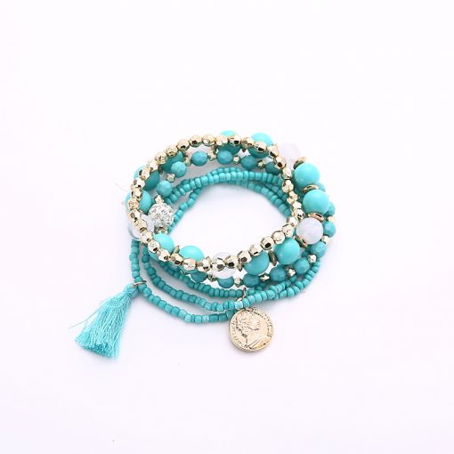 Korean fashion metal gorgeous beauty head coin tassel wild multi-layer temperament bracelet YHY-085