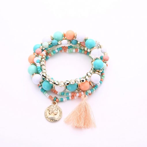 Korean fashion metal gorgeous beauty head coin tassel wild multi-layer temperament bracelet YHY-085