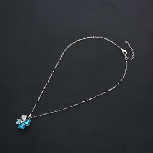 Factory direct ladies full diamond crystal lucky four-leaf clover necklace Korean version of clavicle chain alloy necklace wholesale YHY-101