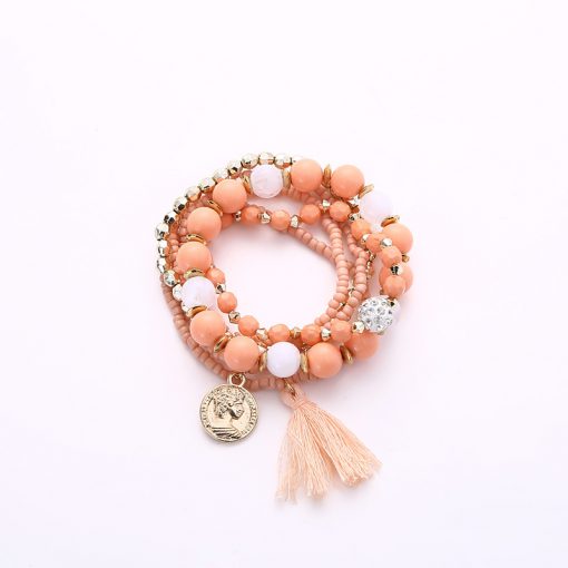 Korean fashion metal gorgeous beauty head coin tassel wild multi-layer temperament bracelet YHY-085