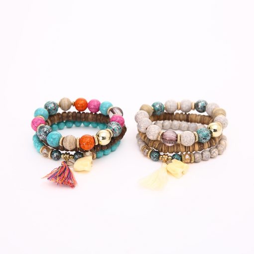 Best selling multi-layer bracelet National wind hand-woven elephant pine stone beaded bracelet YHY-078