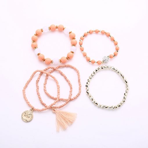 Korean fashion metal gorgeous beauty head coin tassel wild multi-layer temperament bracelet YHY-085