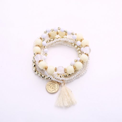 Korean fashion metal gorgeous beauty head coin tassel wild multi-layer temperament bracelet YHY-085