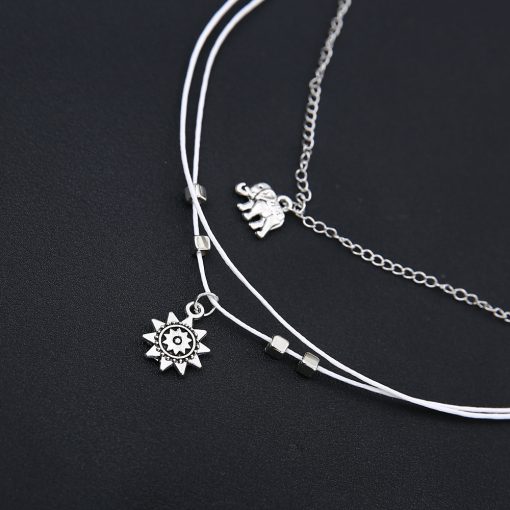 Bohemian alloy elephant sun multi-layered foot ornament vintage anklet yhy-093