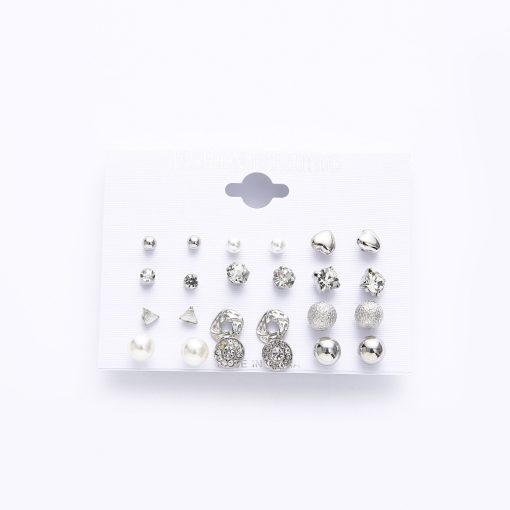 Hot earrings set Korean version of the card square zircon earrings Heart diamond earrings YWHY-016