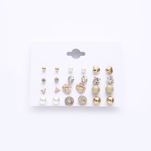Hot earrings set Korean version of the card square zircon earrings Heart diamond earrings YWHY-016