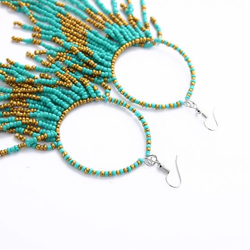 bohemian long tassel earrings handmade beaded pendant earrings wholesale YHY-044