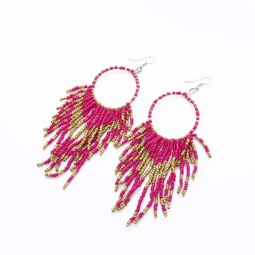 bohemian long tassel earrings handmade beaded pendant earrings wholesale YHY-044