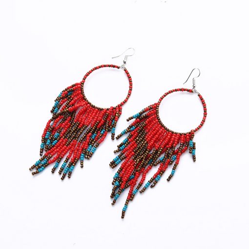 bohemian long tassel earrings handmade beaded pendant earrings wholesale YHY-044